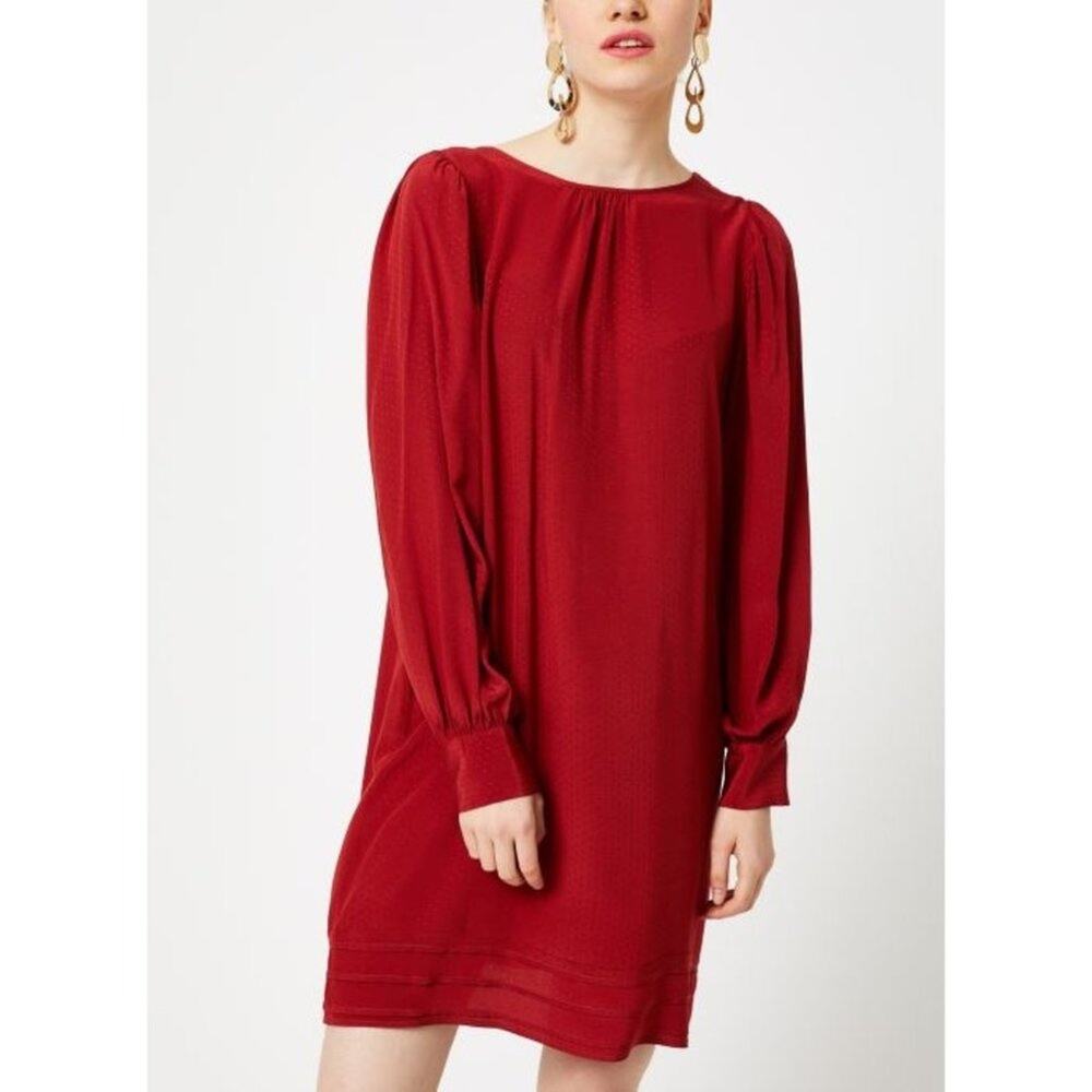 NWT See U Soon long sleeve cuffed shift dress  Small Red   Viscose